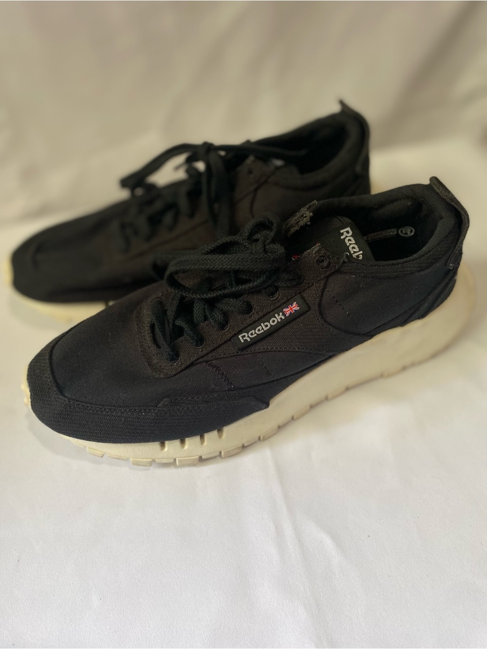 Reebok Men’s Black Athletic Sneakers with Cream Sole